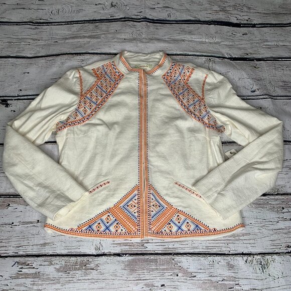 Nurture Jackets & Blazers - NWT Nurture Ivory Aztec Embroidered Blazer Size M